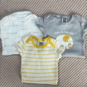 Set of Three Baby Onesies with Elephant and Stripes